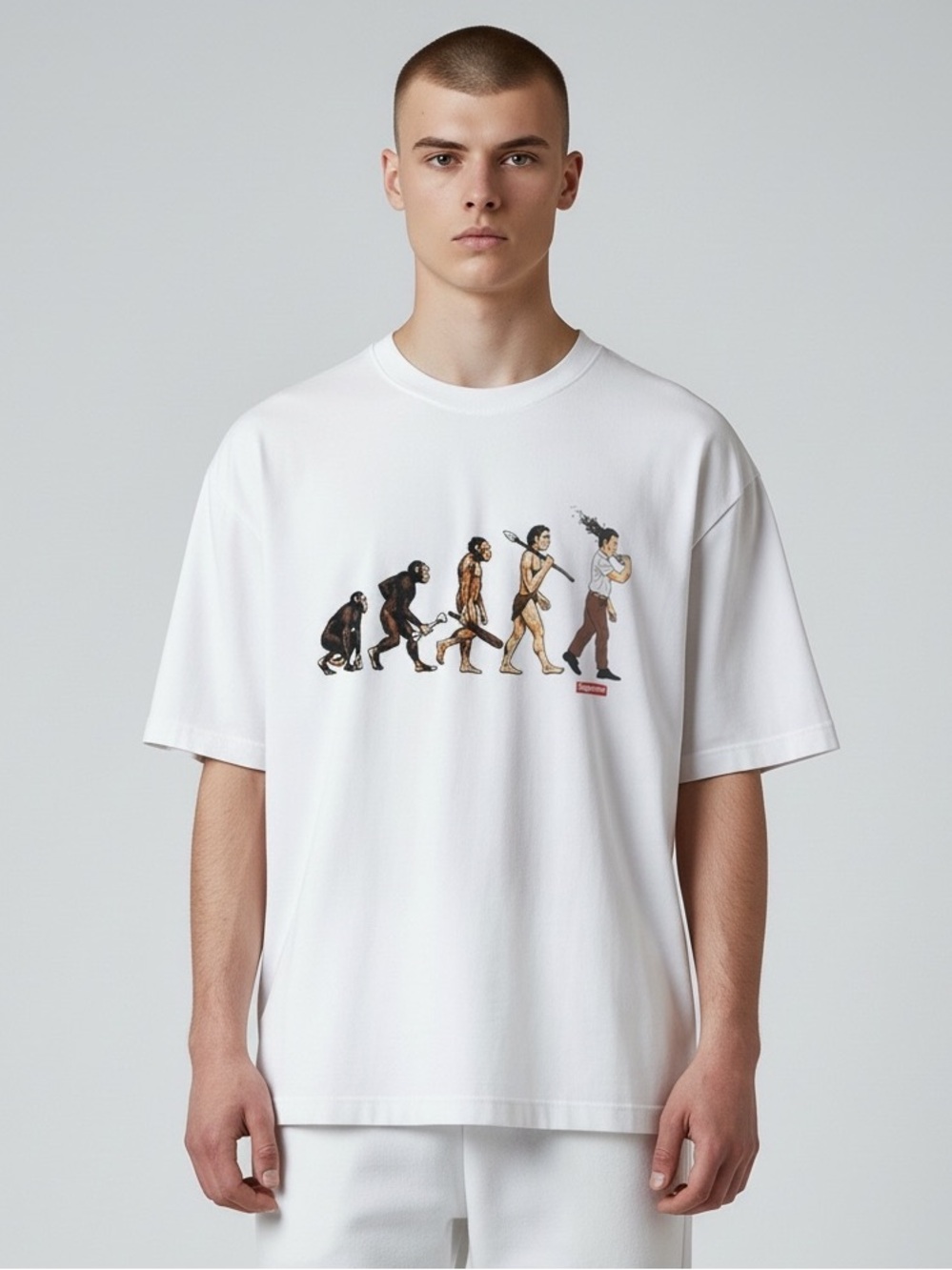 Supreme White Evolution Graphic Short Sleeve Tee